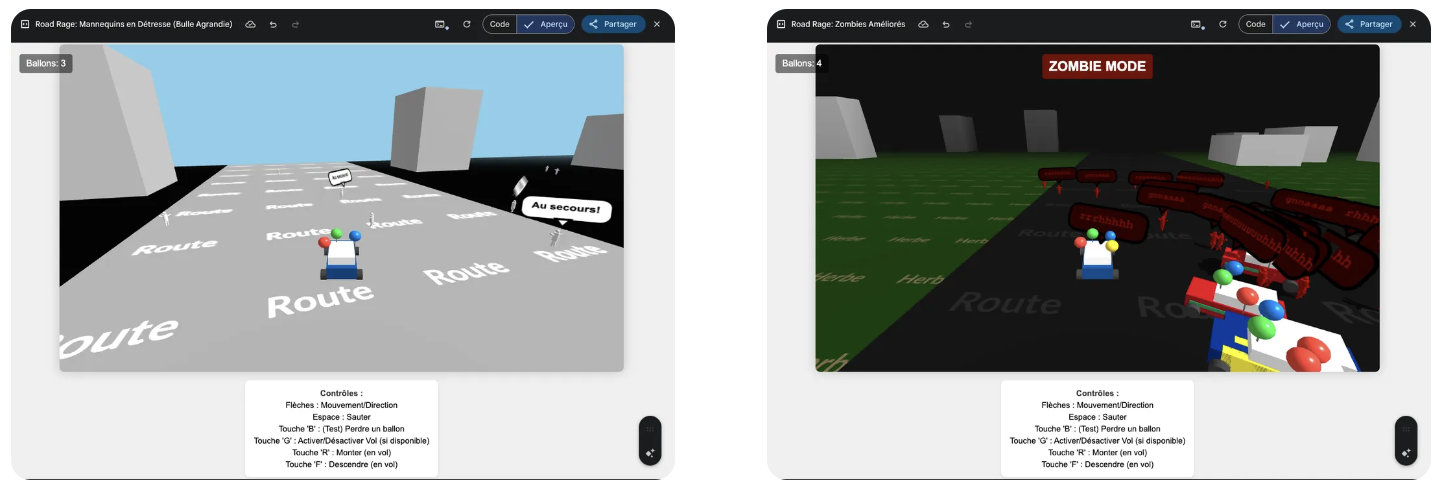 Screenshots of Vibe Coded Game