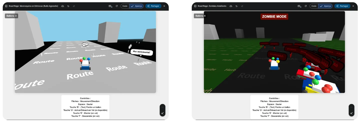 Screenshots of Vibe Coded Game